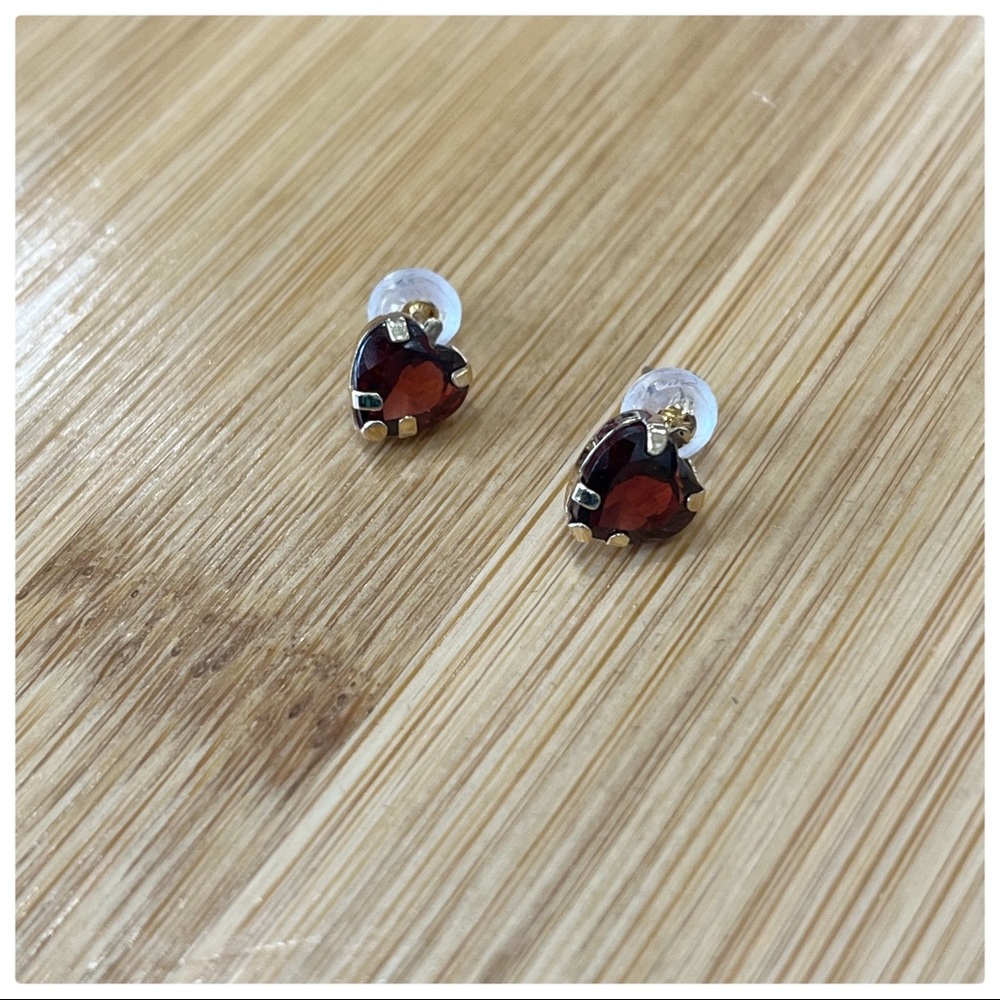 Heart Garnet Earrings